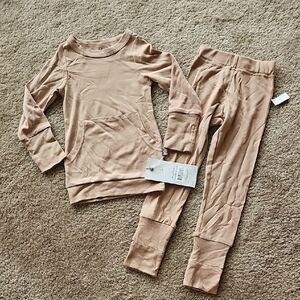 Goumi Kids Bamboo All Day Jogger Set Pajamas Size 4T Tan